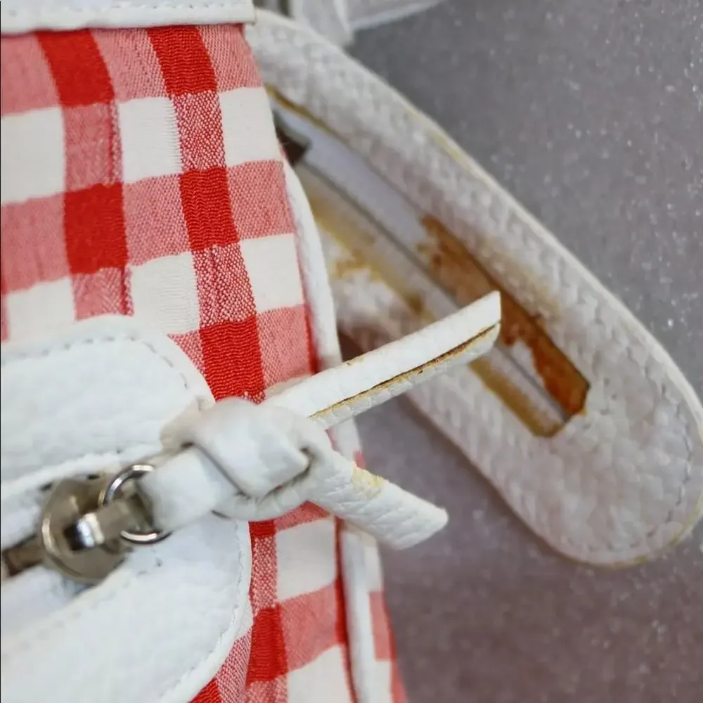 Rodo Red & White Seersucker GINGHAM Clutch Purse‎
